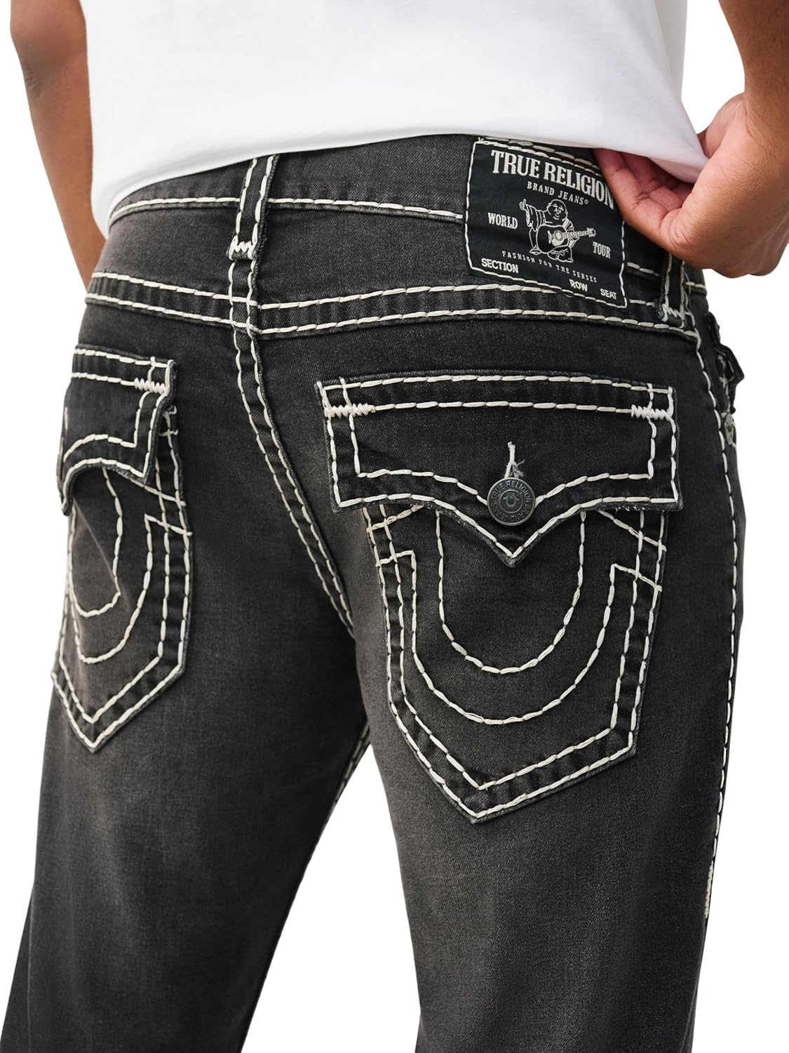 True Religion Men's Rocco Super T Flap 32" Skinny Jeans - 98% Cotton 2% Spandex, Flap Pocket Detail
