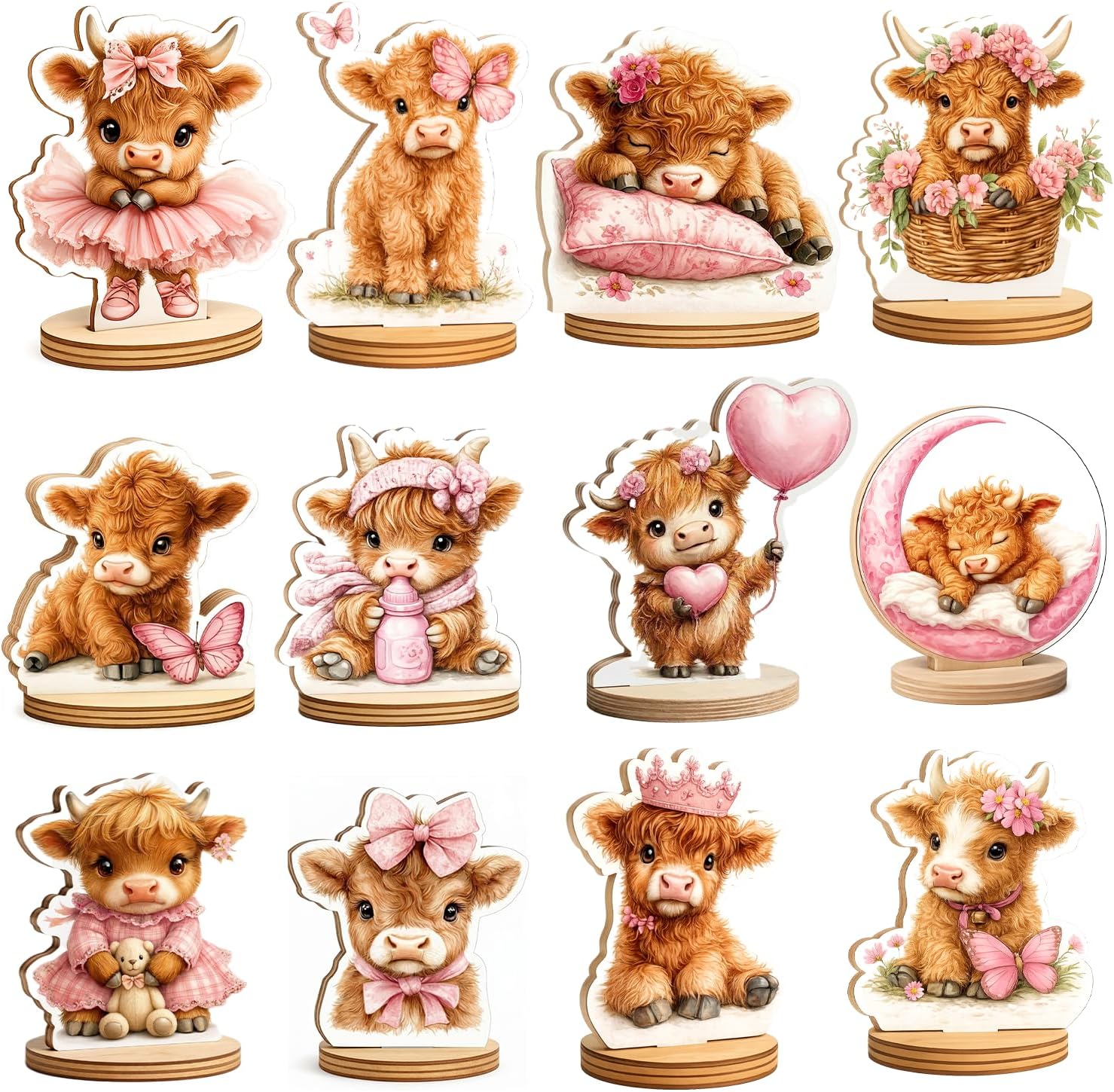 Highland Cow Baby Shower Decorations Girl,Party Table Decor Centerpieces-12