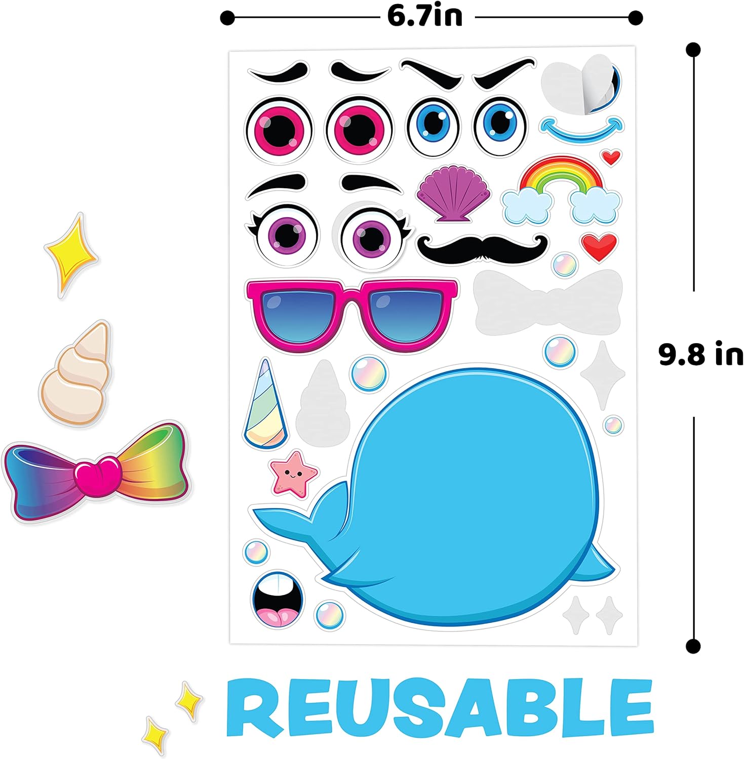 JOYIN 36 PCS Make-a-face Sticker Sheets and 100 Pcs Assorted Stamps for Kids Self-Ink Stamps for Easter Egg Stuffers and Party Favor
