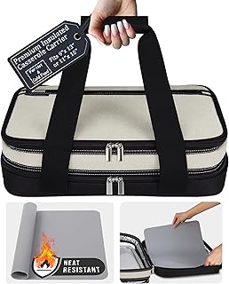 Premium Insulated Casserole Carrier with Heat-Resistant Mat for Hot or Cold Food – Fits 9”x13” or 11”x15” Baking Dishes, Lasagna Holder for Potlucks, Parties, Picnics, and Cookouts [Neutral Beige] - Buy now