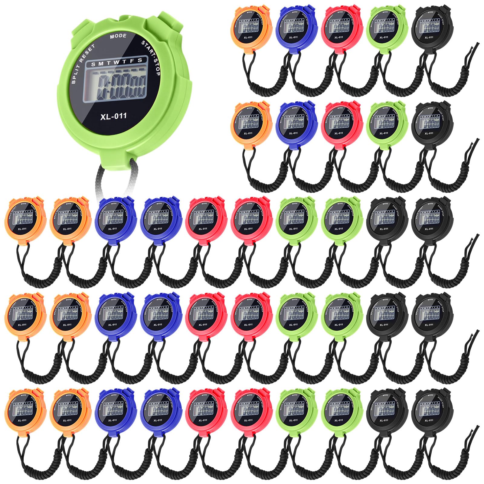 Tellegloww 40 cronómetro digital a granel, pantalla grande, cronómetro electrónico multifunción con calendario, reloj para natación, correr, entrenamiento, entrenadores, árbitros, profesores (5