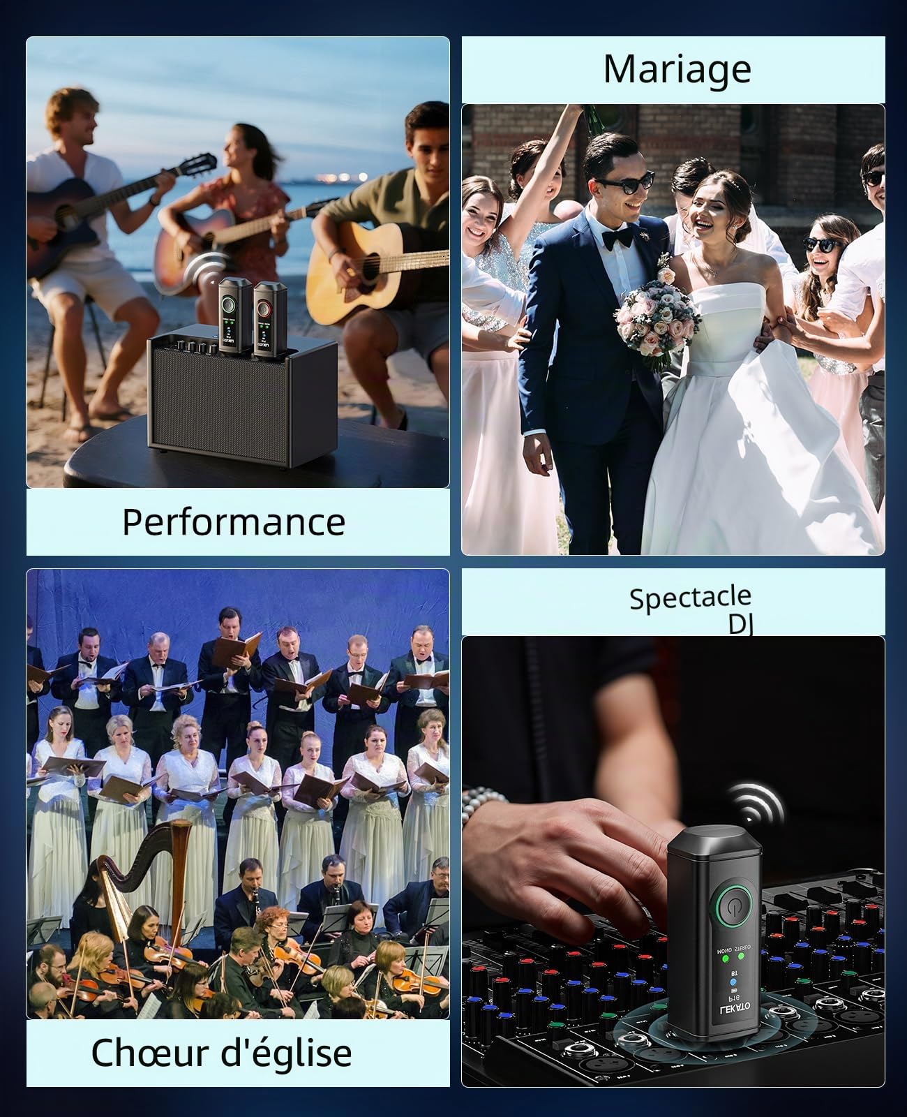LEKATO Récepteur audio stéréo P16 XLR avec 15 heures de lecture, récepteur Bluetooth Hi-Fi avec portée de 50,3 m pour systèmes PA et DJ, mixeurs
