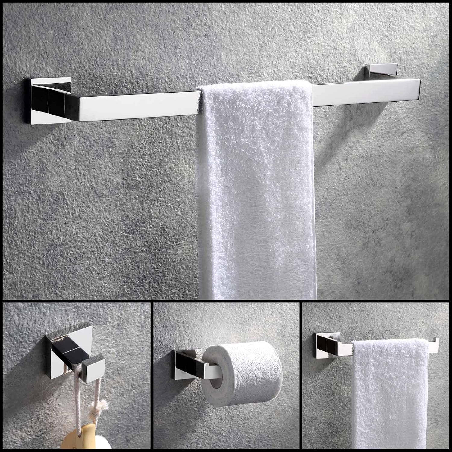 Exсluѕіvе Dіѕсоunt 90% Prісе Bathroom Hardware Set 4-Piece, Angle Simple SUS304 Stainless Steel Bath Accessory Kit, Bathroom Fixture Set with Robe Hook, Toilet Paper Holder, Towel Holder and Towel Bar Polished Chrome Lоwеѕt Prісе Bathroom Hardware Set 4-Piece, Angle Simple SUS304 Stainless Steel Bath Accessory Kit, Bathroom Fixture Set with Robe Hook, Toilet Paper Holder, Towel Holder and Towel Bar Polished Chrome
