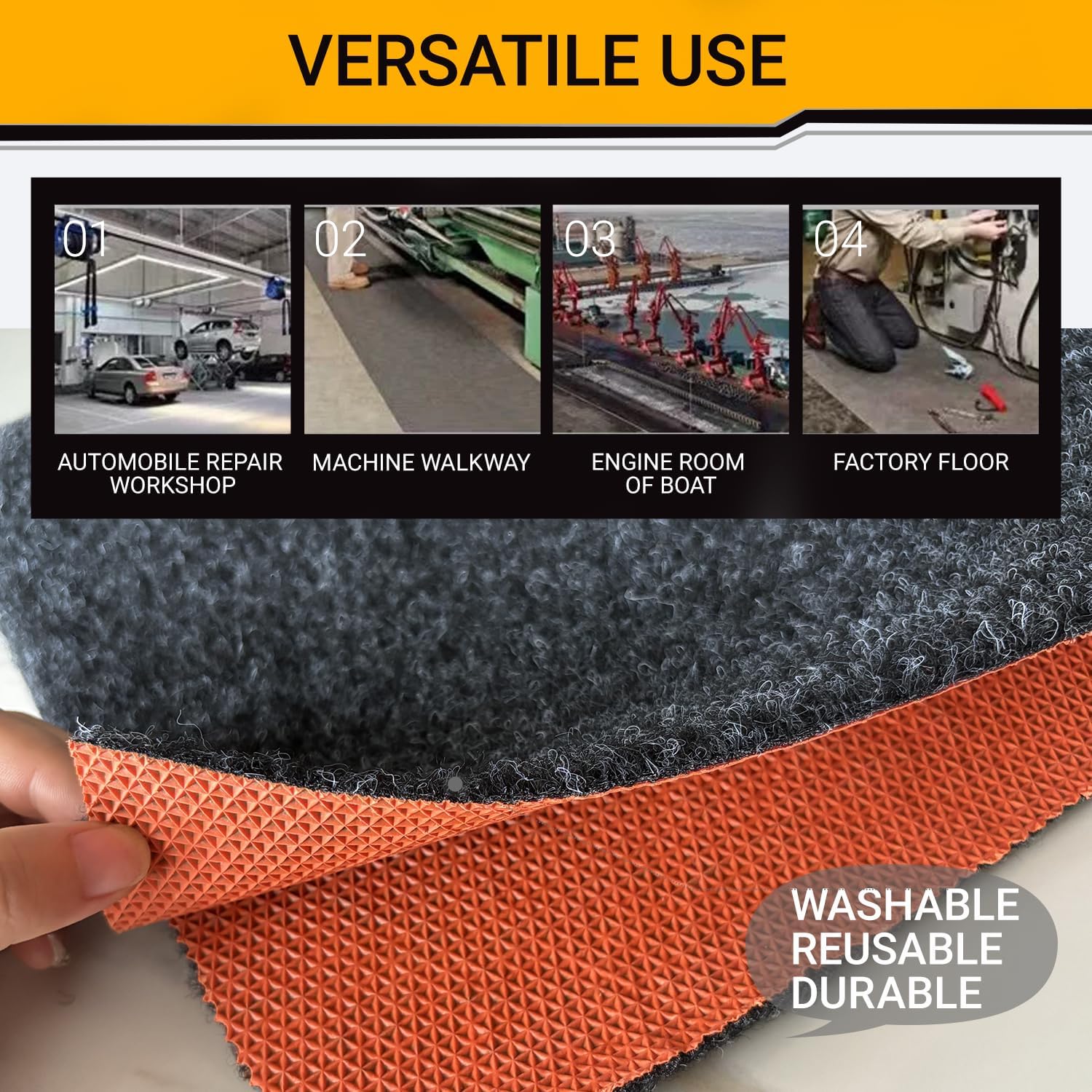 Oil Spill Mat Thick 1/3", 72" x 60" Heavy Duty Rubber Garage Floor Protector Mat for Driveway Outdoor, Absorbs Grease Water Leak-Resistant Carpet for Under Car Auto Golf Cart Mower Washer, Black