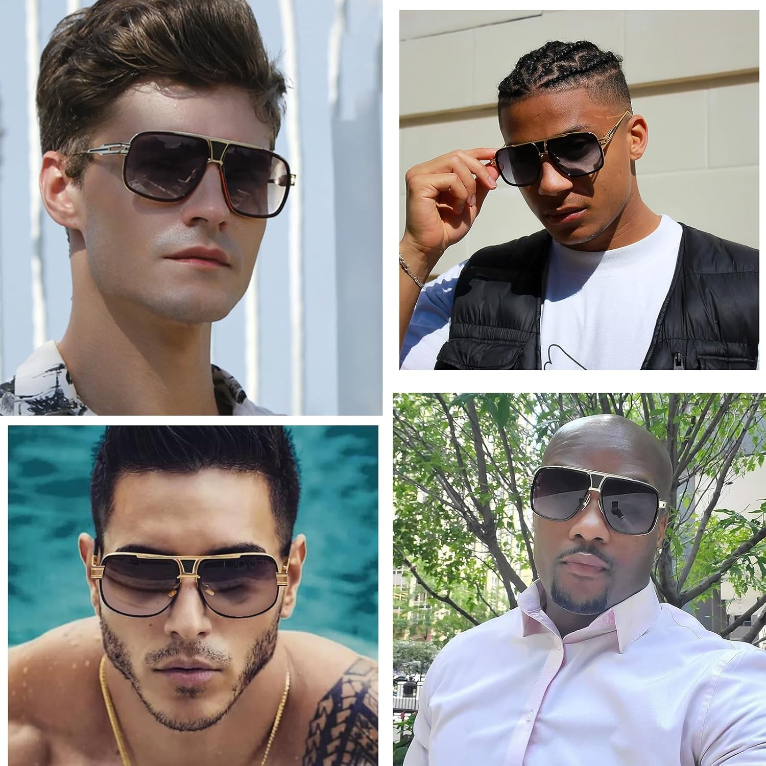 Oversized 70s Aviator Sunglasses for Men Disco Sun Glasses Cool Designer Tinted Shades Gold Alloy Frame - Image 3