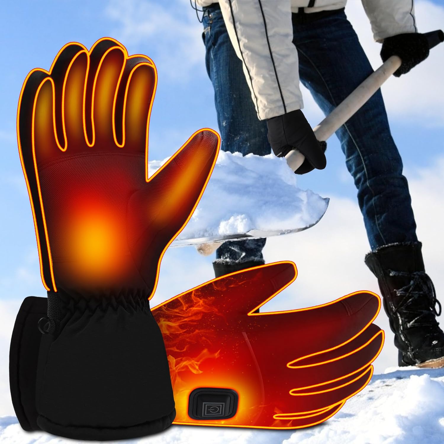 SVPRO Heated Gloves,Electric Battery Heated Gloves Waterproof Winter Hunting Gloves Heated Touchscreen Gloves for Men Women,Rechargeable Camping Hand Warmers Windproof Glove for Skiing Motorcycle