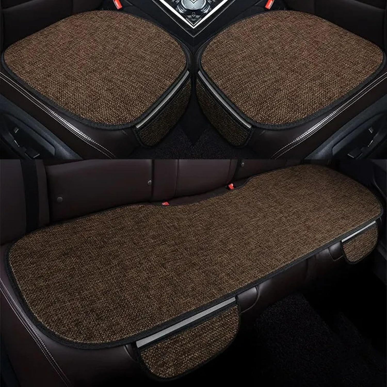 Burlap Car Seat Cushion Three-Piece Set