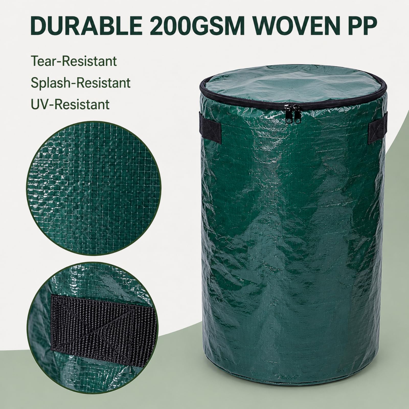 3 x 127 L Bolsas para Residuos de Jardín con Asas y Tapa | Stabile Gartensäcke und Laubsäcke, selbststehend und wiederverwendbar, mit verstärkten Griffen und Bodenöffnung