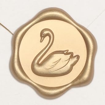 UNIQOOO Wax Seal Stickers - Vintage Swan Wedding Invitation Envelope Seal Stickers, 50 Pcs Self-Adhesive Light Gold Elegant Swan Wax Stickers, Perfect for Invitation, Christmas, Gift Wrapping