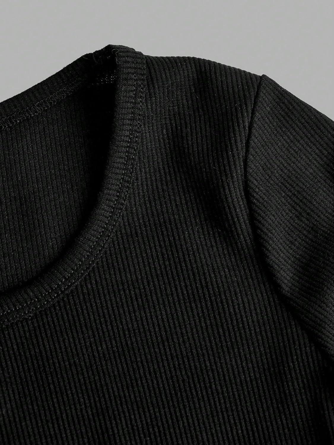 Floerns Girls 3 Piece Solid Ribbed Knit Square Neck Long Sleeve Tee Shirts Crop Tops - Image 6