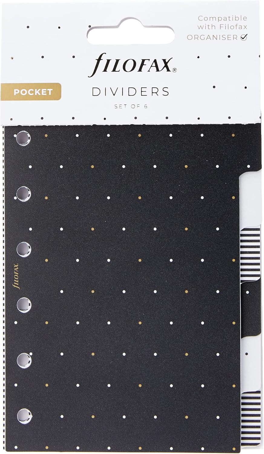 Filofax Pocket Dividers - Indigo Range - 6 Patterned - 88mm x 120mm - Plastic - A5 - Mint, White, Sky, Pink, Purple