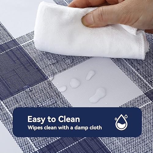 Miniatura 2 de Romanstile Mantel rectangular de plástico, 100% impermeable, a prueba de aceite, mantel de PVC a cuadros, manteles de vinilo resistentes para