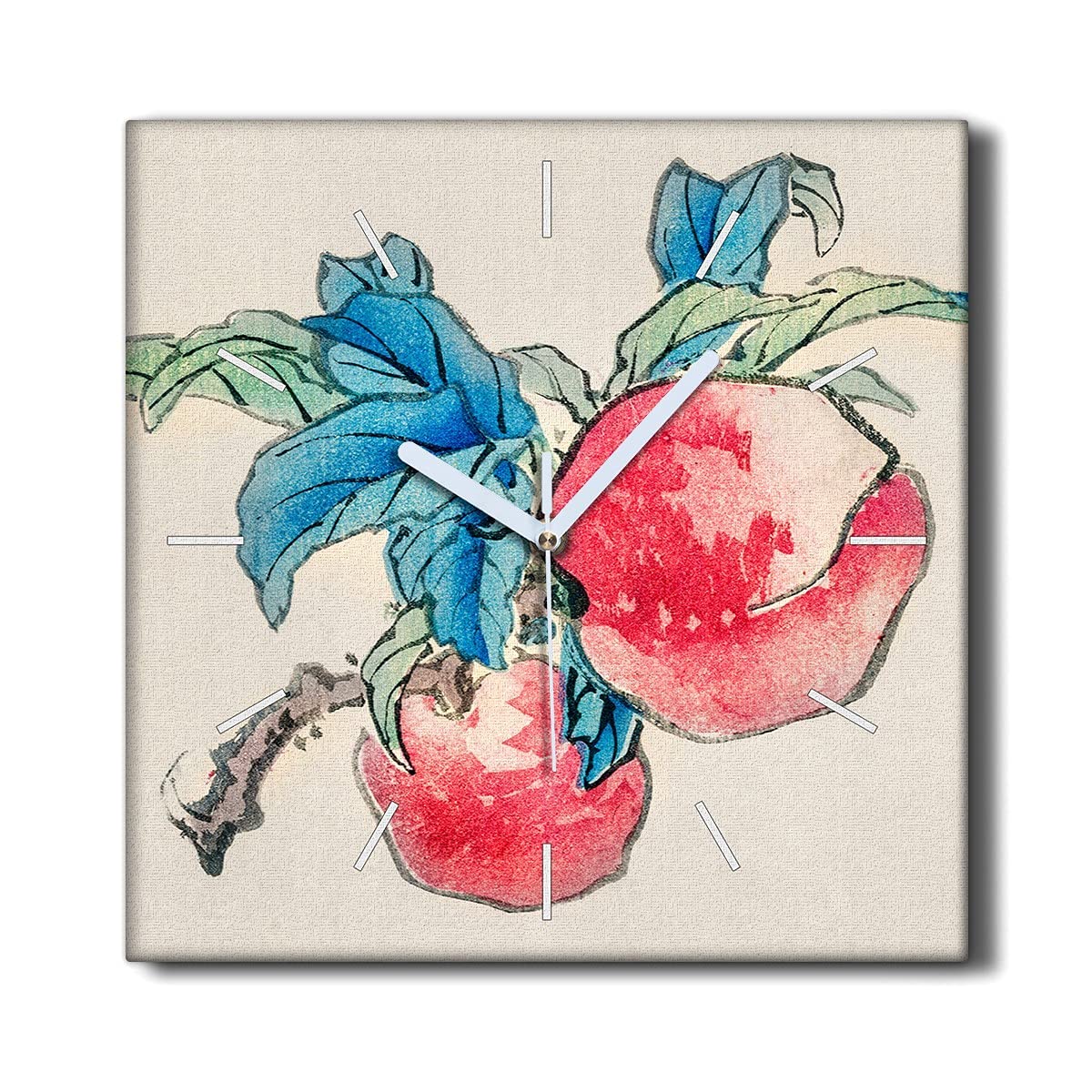 Horloge sur toile 30x30 cm motif feuilles de fruits sans tic-tac Coloray pour salon