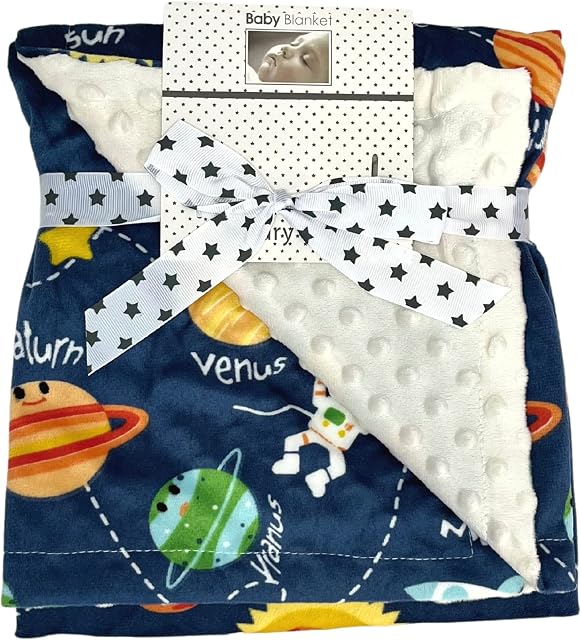 Baby Blanket new born essential, good size 75 x 120cm, suitable for pram, cot, travel, easy to wash and bright design.,Blue