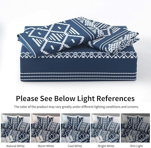 Miniatura 7 de Funda de edredón azul marino tamaño Queen, funda de edredón 100% algodón, tamaño Queen, juego de funda de edredón de 3 piezas con diseño geométrico