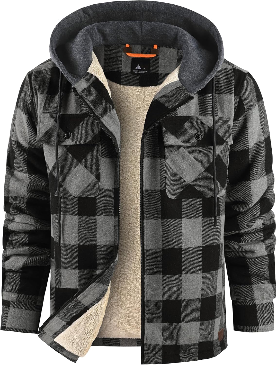 Ceoutdoor Men's Flannel Jacket Vintage Plaid Zip Up Sherpa Lined Fleece Coat Warm Winter Work Jackets with Hood