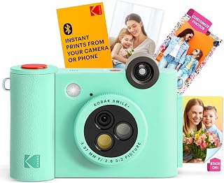 KODAK Smile+ Cámara Digital instantánea 2-en-1 y Impresora Bluetooth - 10MP, Lente giratoria con Efectos, Fotos Adhesivas Zink 2x3”, Imprime Desde App en Dispositivos Inteligentes - Verde