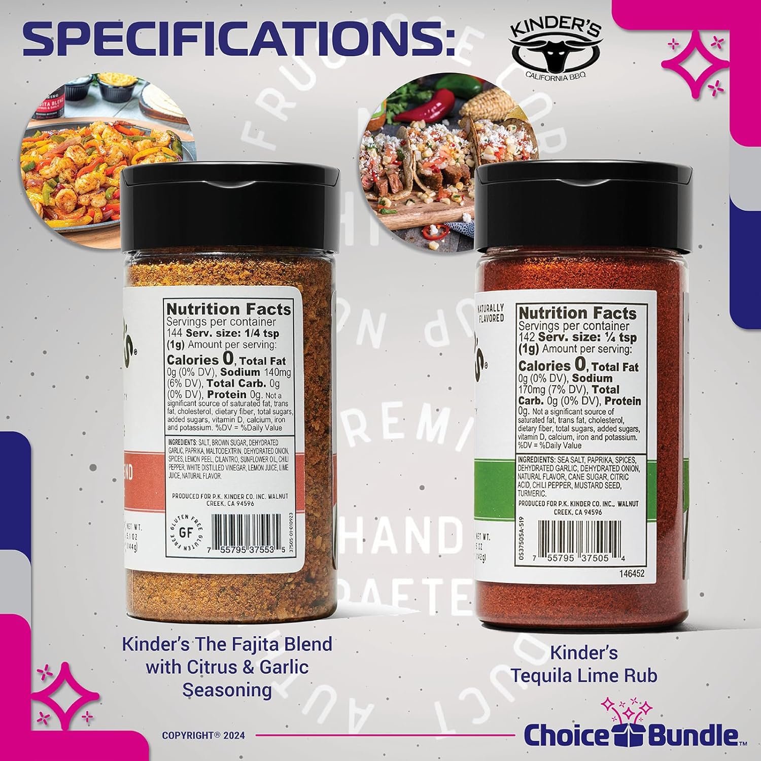 Kinders Tequila Lime Rub The Fajita Blend Seasoning with Citrus and Garlic Premium Barbecue 4 Pk (20.2 oz) + BBQ Guide & Opener (6 Items)!