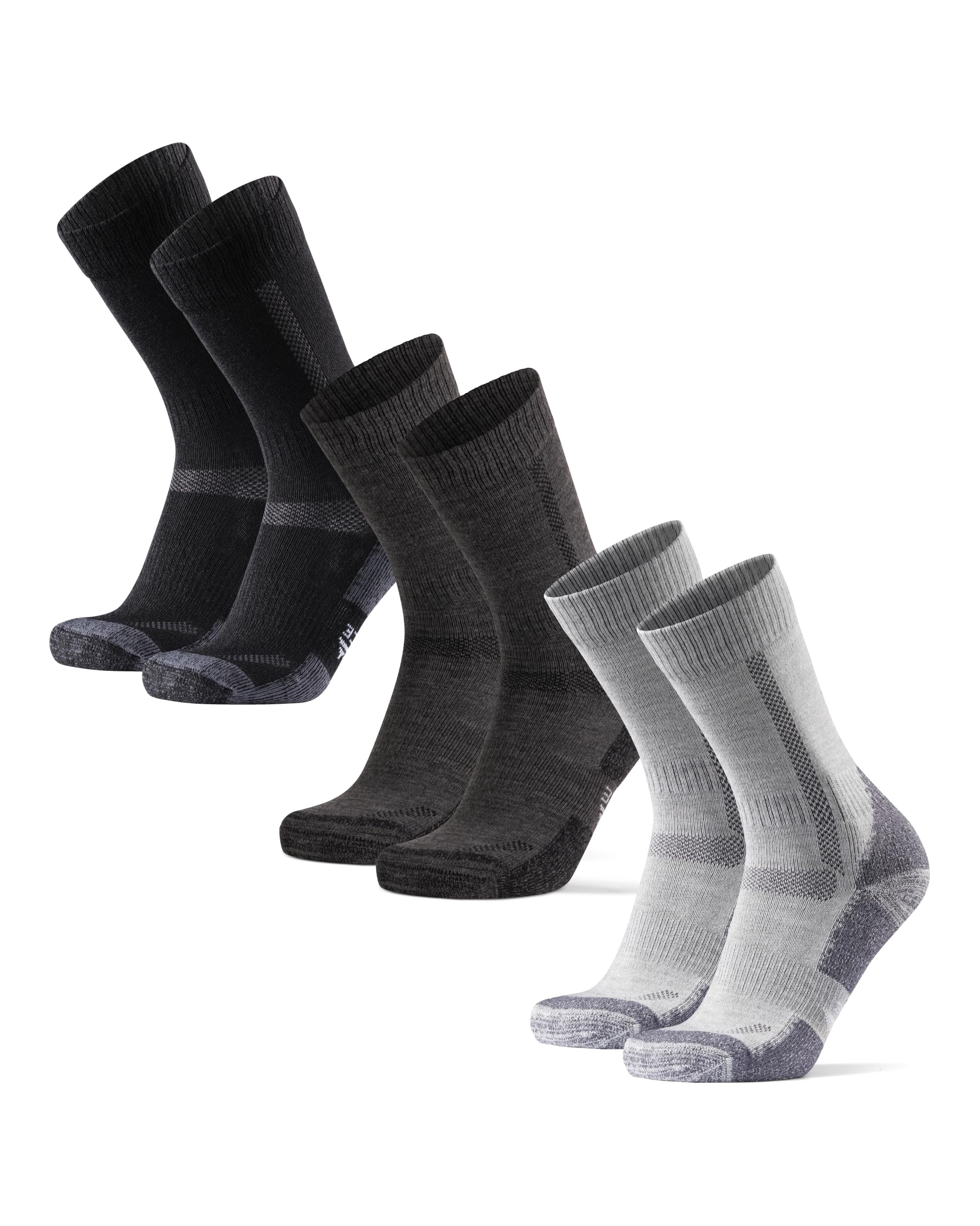 DANISH ENDURANCE Hiking Socks, Merino Wool Socks, Anti Blister, Cushioned, Breathable, Men & Women, 3-Pack