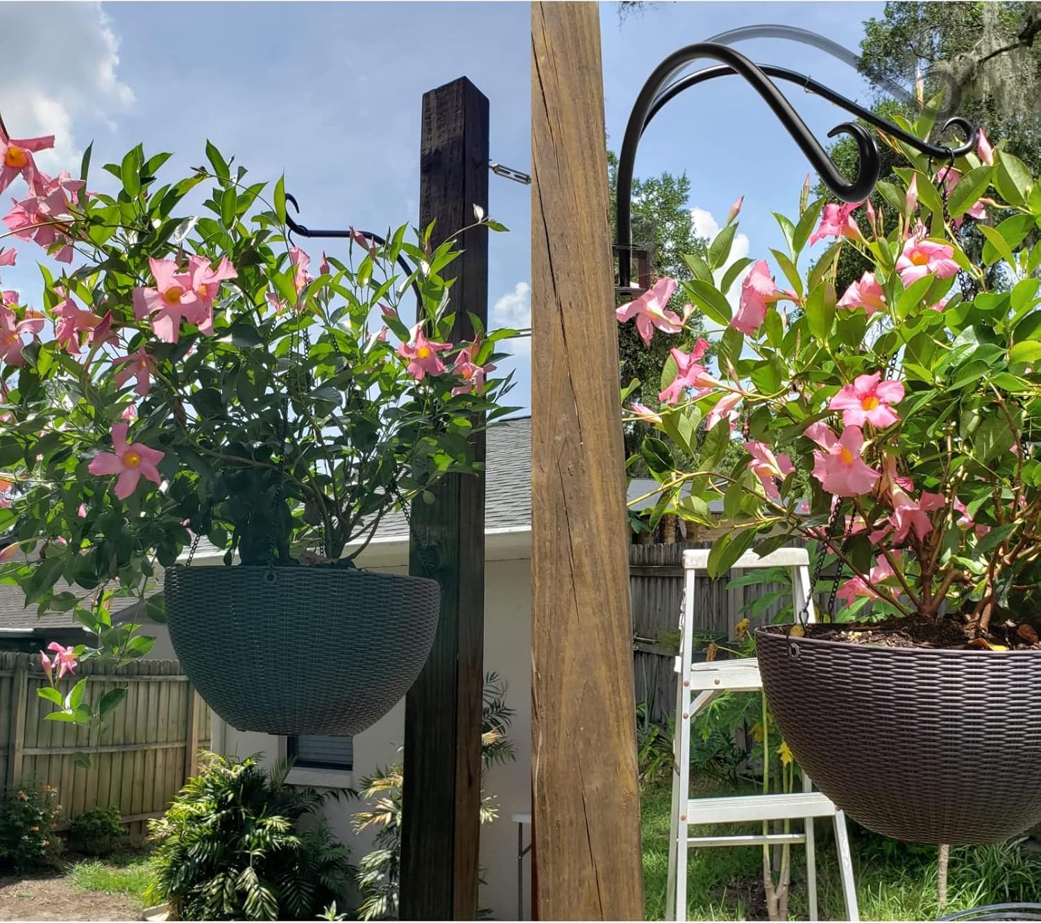Maosen 16 Inch Swivel Plant Hangers Outdoor - 2 Pack Black Iron Plant Hanging Hook Bracket for Flowers Baskets Planter Pots Bird Feeder Lanterns Wind Chimes