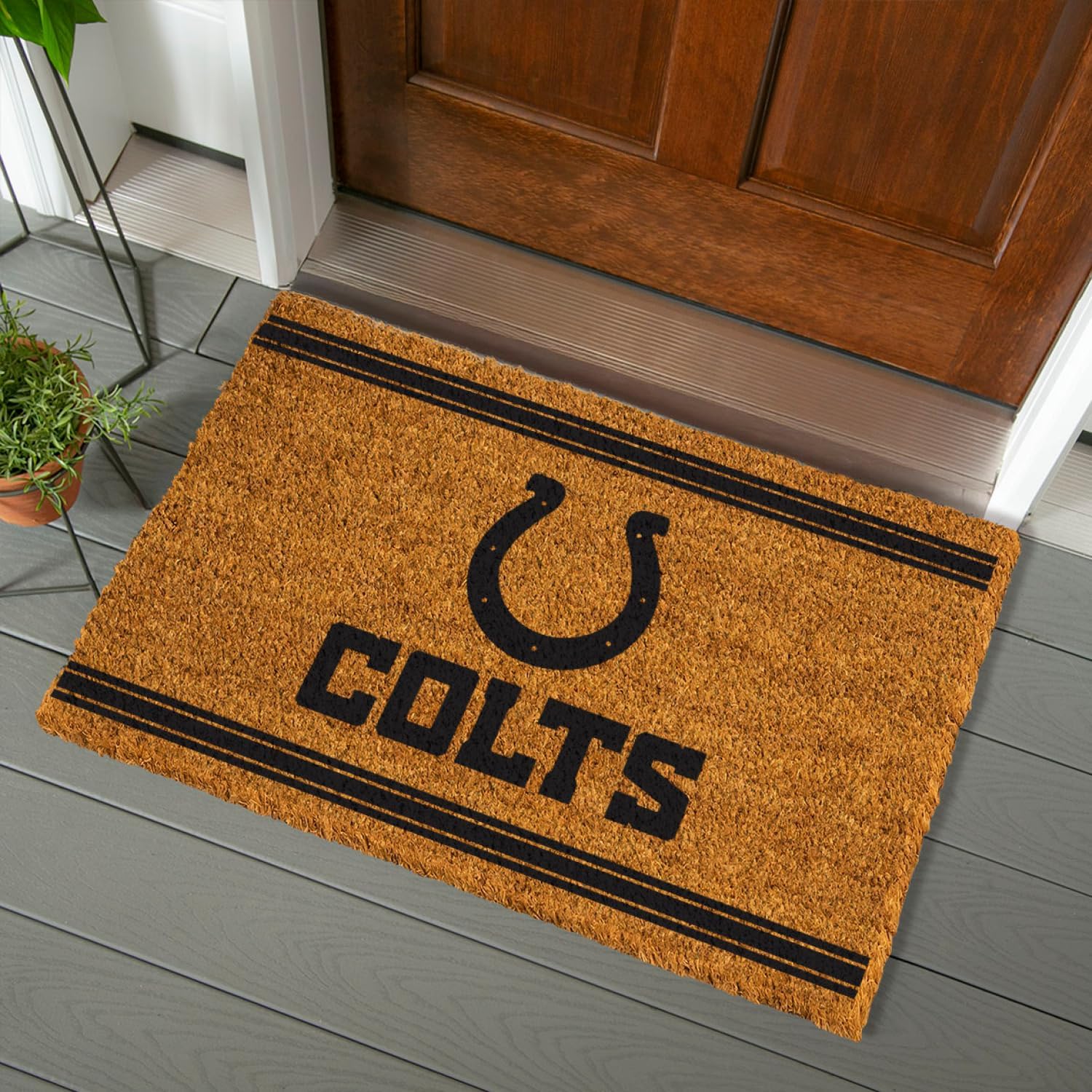 Team Sports America NFL Indianapolis Colts Coir Doormat 36"x24", Officially Licensed Team Logo, Extra Large Front Door Mat, Outdoor Indoor Entrance Rug, Non-Slip Welcome Mat for Porch Patio