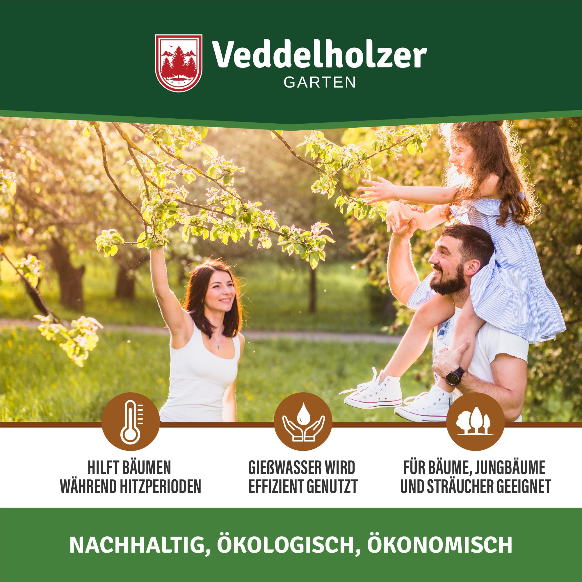 Veddelholzer Bolsa de riego para árboles de 8 x 75 l con cremallera combinable. Protección contra robo y etiqueta de protección. Resistente y resistente a la intemperie para árboles pequeños y grandes