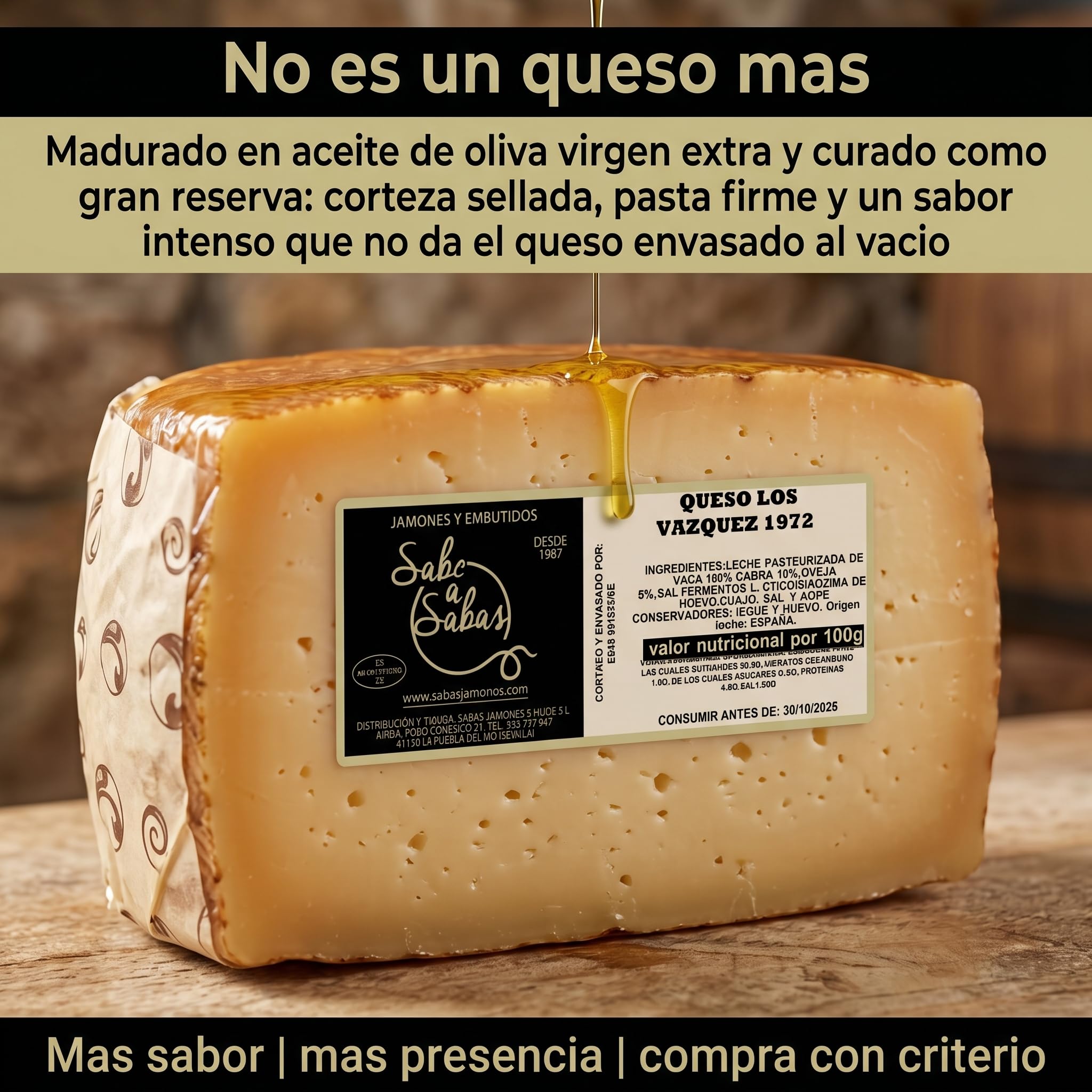Queso Añejo Curado Mezcla Madurado en Aceite de Oliva Medio Queso 1,5 Kg