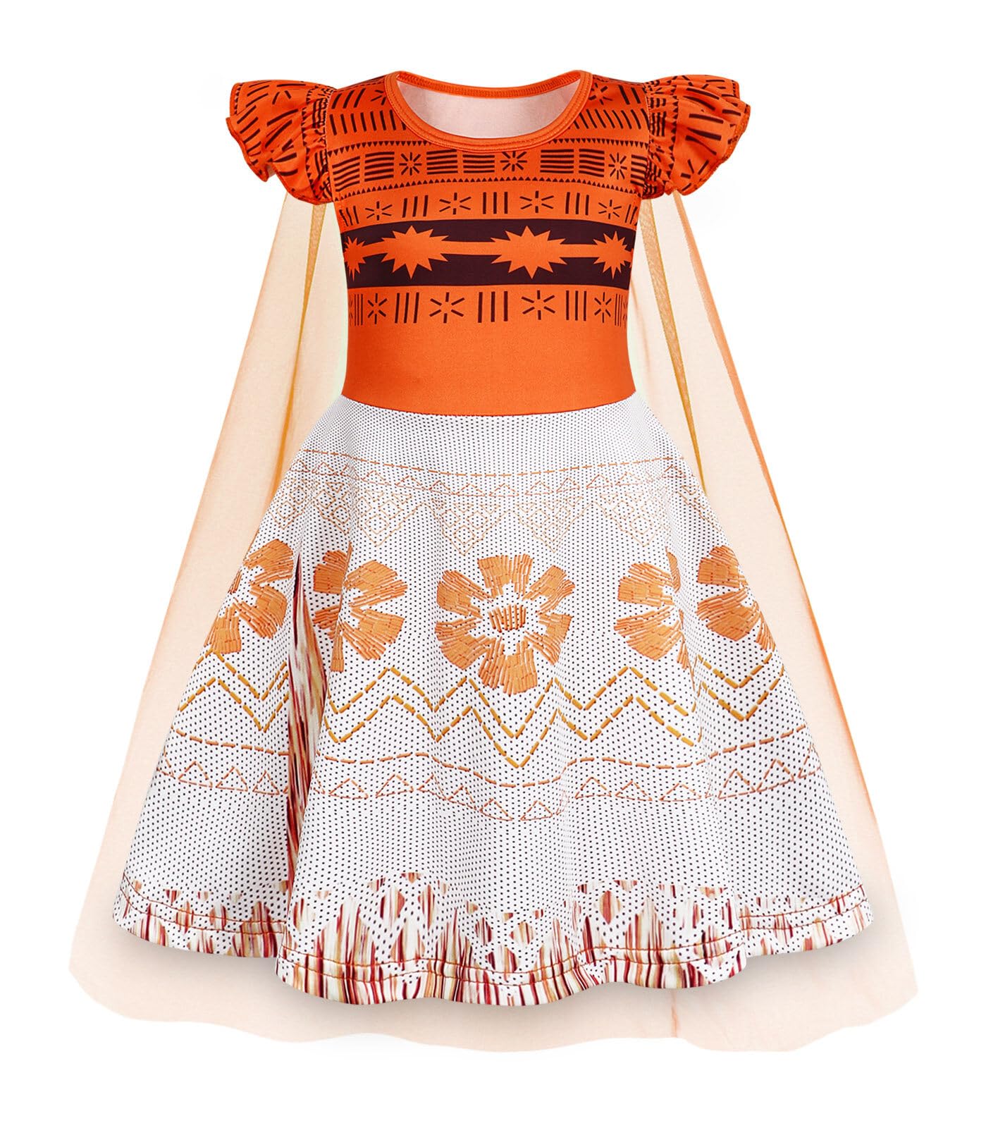 WonderBabe Princess Dress With Cape Girls Christmas Birthday Party Cosplay Costume Toddler Ruffle Sleeve Fancy Outfit Gift