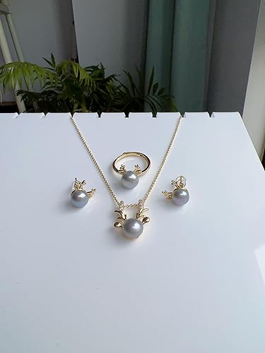 Miniatura 6 de Natural Pearl Jewelry Set for Women Mother Girls, Freshwater Cultured Pearl Set, Black White Blue Purple Pearl Butterfly Swan Gold plated Diamond