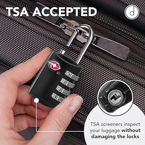 Miniatura 4 de Cerraduras de equipaje aprobadas por la TSA (paquete de 1), cerraduras TSA de 4 dígitos para equipaje, taquilla, maleta, mochila, bolsa escolar y
