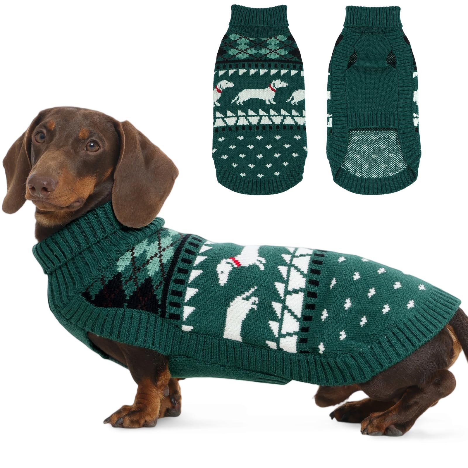 Hjyokuso Dachshund Jumper XL, Cute Dog Sweater with Dachshunds Pattern, Soft Fleece Dog Coat