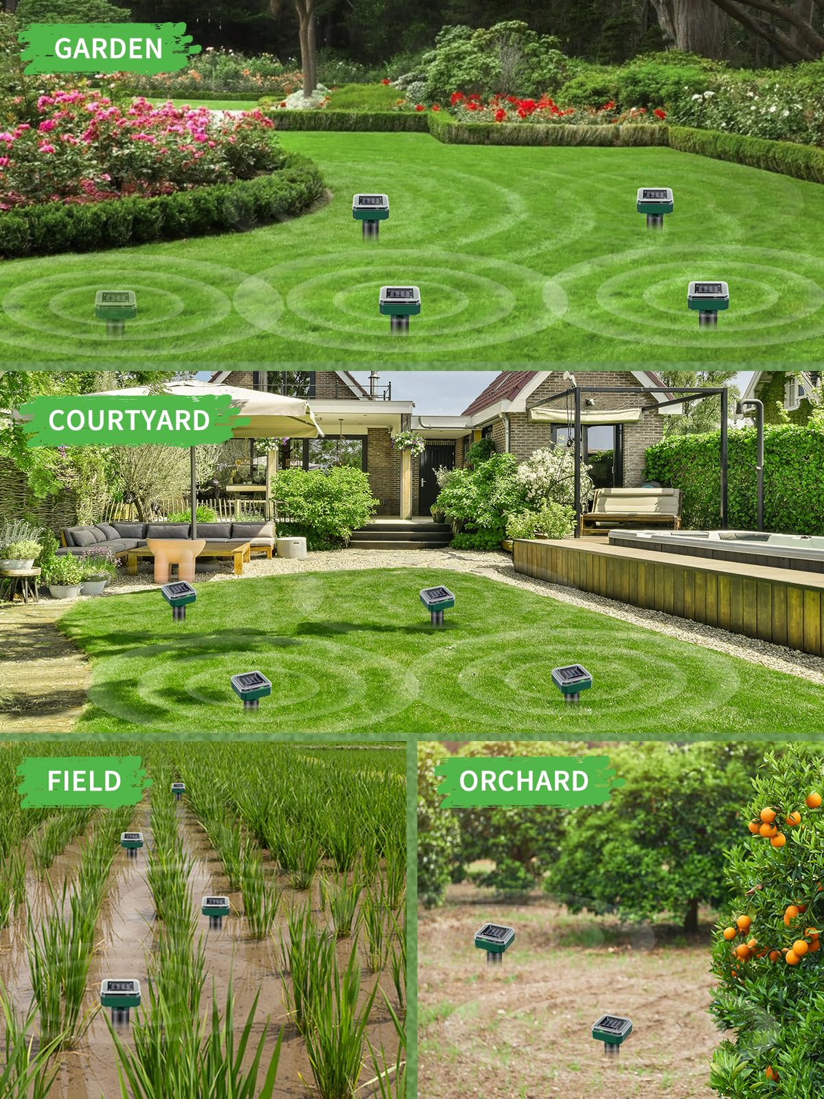 Maulwurf Vertreiber Solar, 6 Stück Ultraschall Maulwurfschreck mit Vibration,Umweltfreundlich & Geräuschlos,Solarbetrieben, Wasserdicht IP65 Maulwurf Vertreiber für Garten, Rasen, Außenbereich
