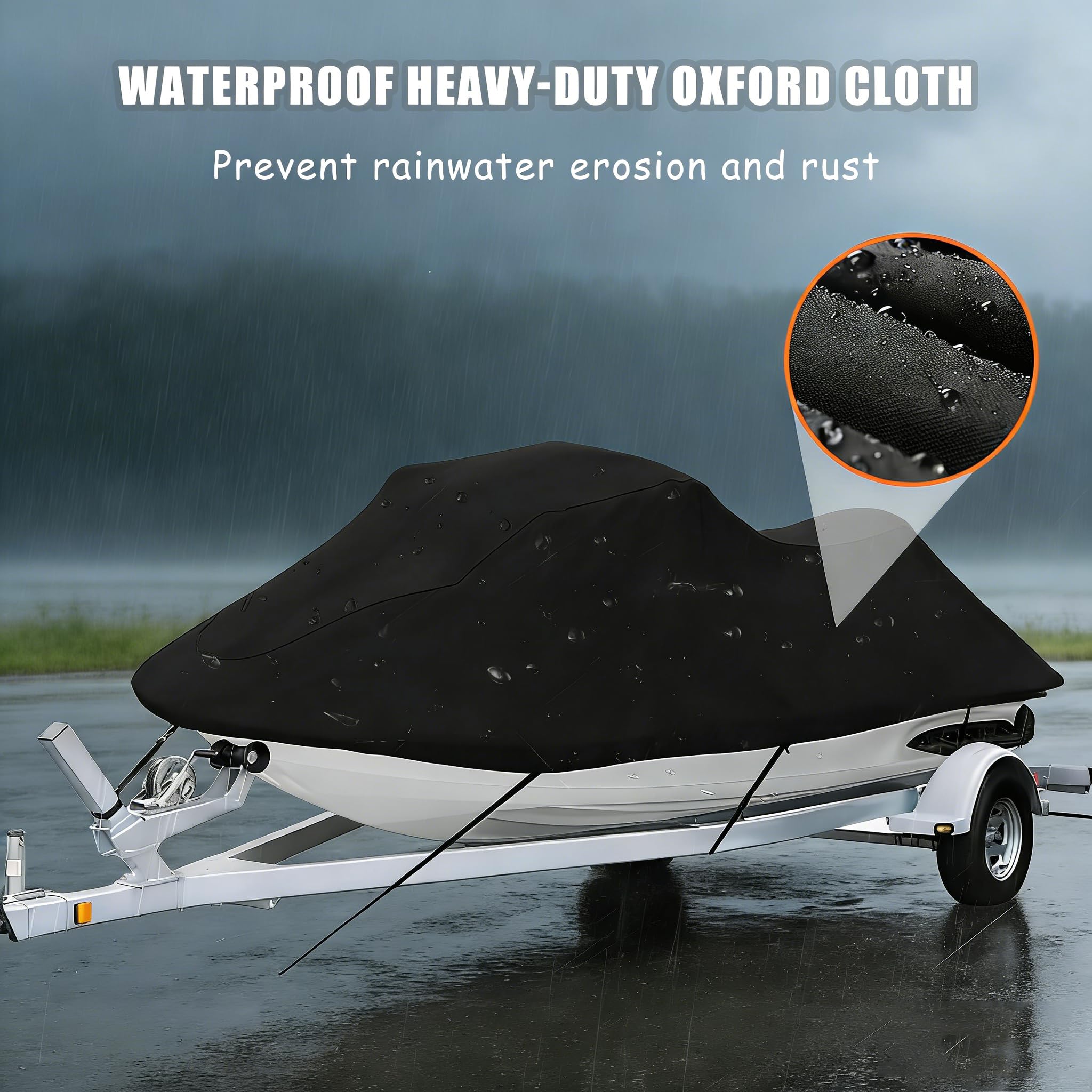 Housse de Jet Ski for Yamaha VX Cruiser Ho, Housse motomarine Robuste, Protection extérieure Contre la Pluie et Neige for remorque Stockage avec Boucle Coupe-Vent