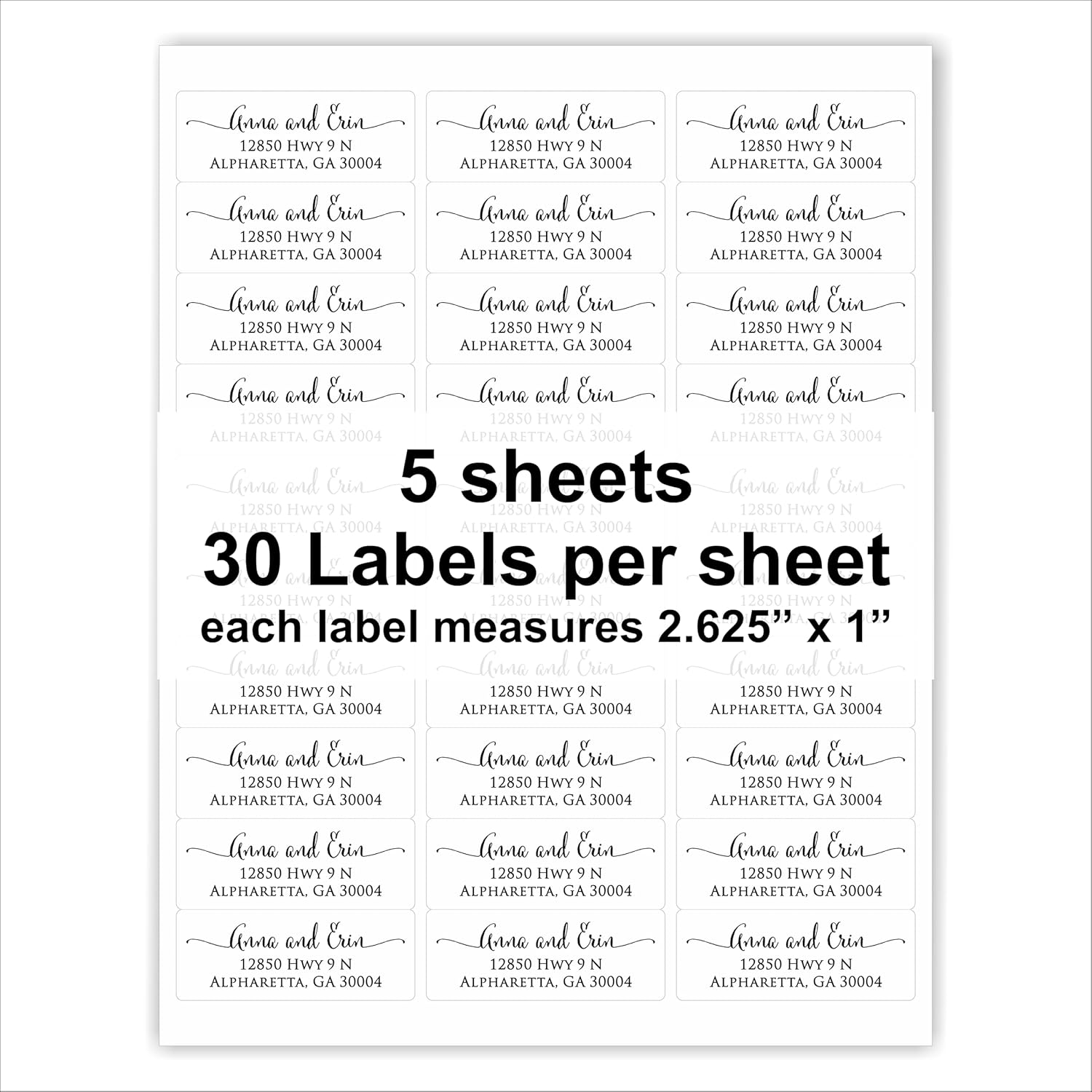 150 Personalized Clear Matte Return Address Labels for Wedding Invitation Envelopes, Custom Name Stickers for Business and Personal Mail (Calligraphy with Tails)