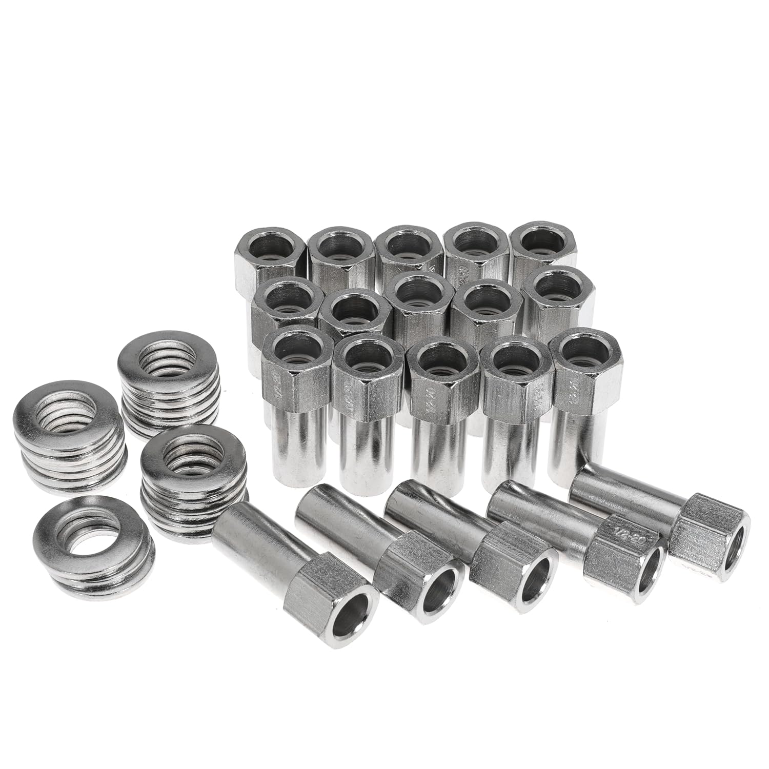 1/2"-20 Wheel Lug Nut for Cragar for SST Mag with Center Washer Open Ended, 13/16” Hex 2.01” Total Length (32PCS)
