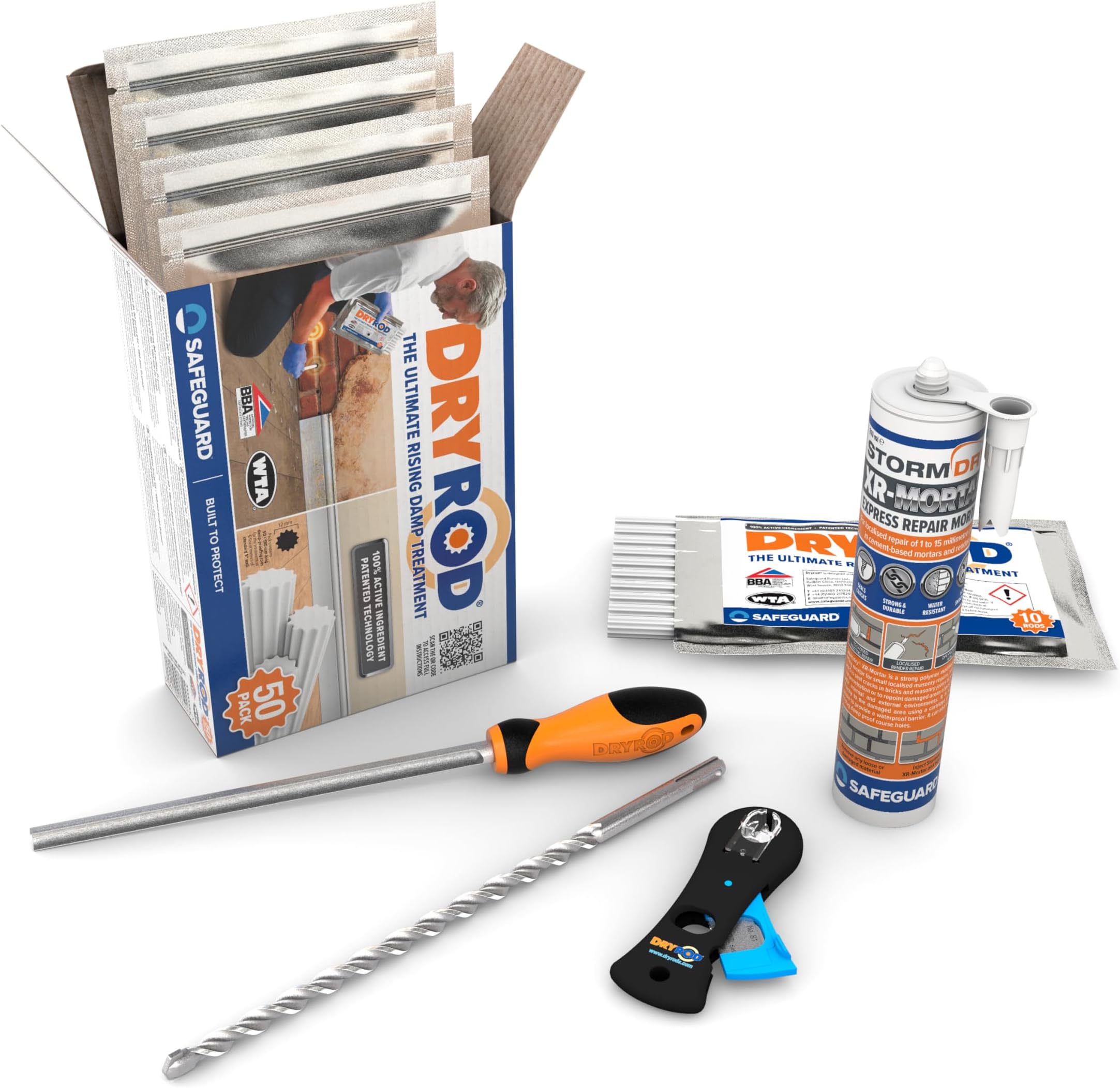 Dryrod Damp Proofing Rods DPC Kit: Treats 6 Linear metres (9" wall) - BBA Approved Rising Damp Treatment