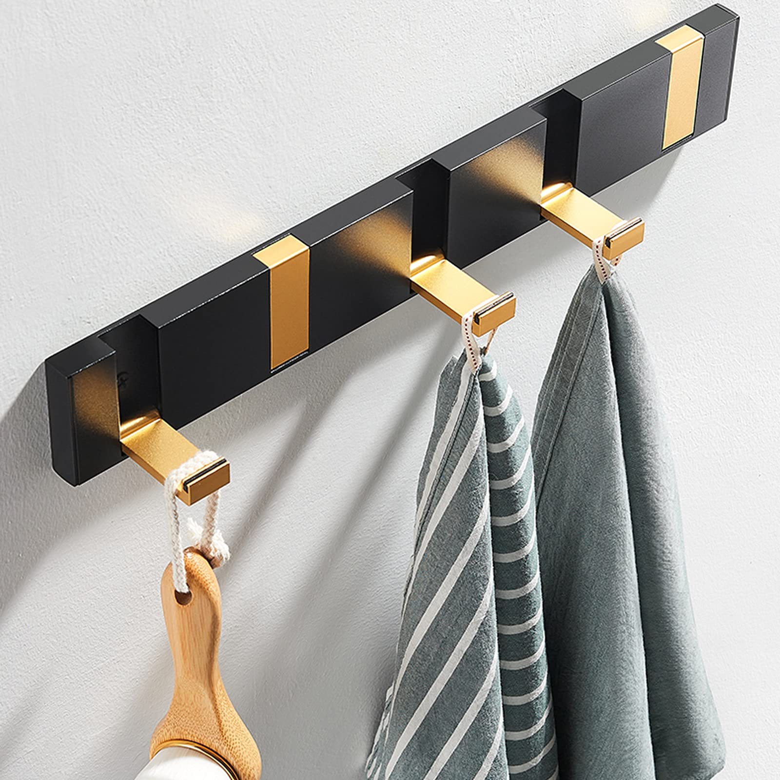 Estante de baño Toallero de baño, Soporte de Pared para Batas de Toalla, Entrada de baño, 5 Ganchos para Colgar, estantes flotantes de Gancho de 14,7 Pulgadas