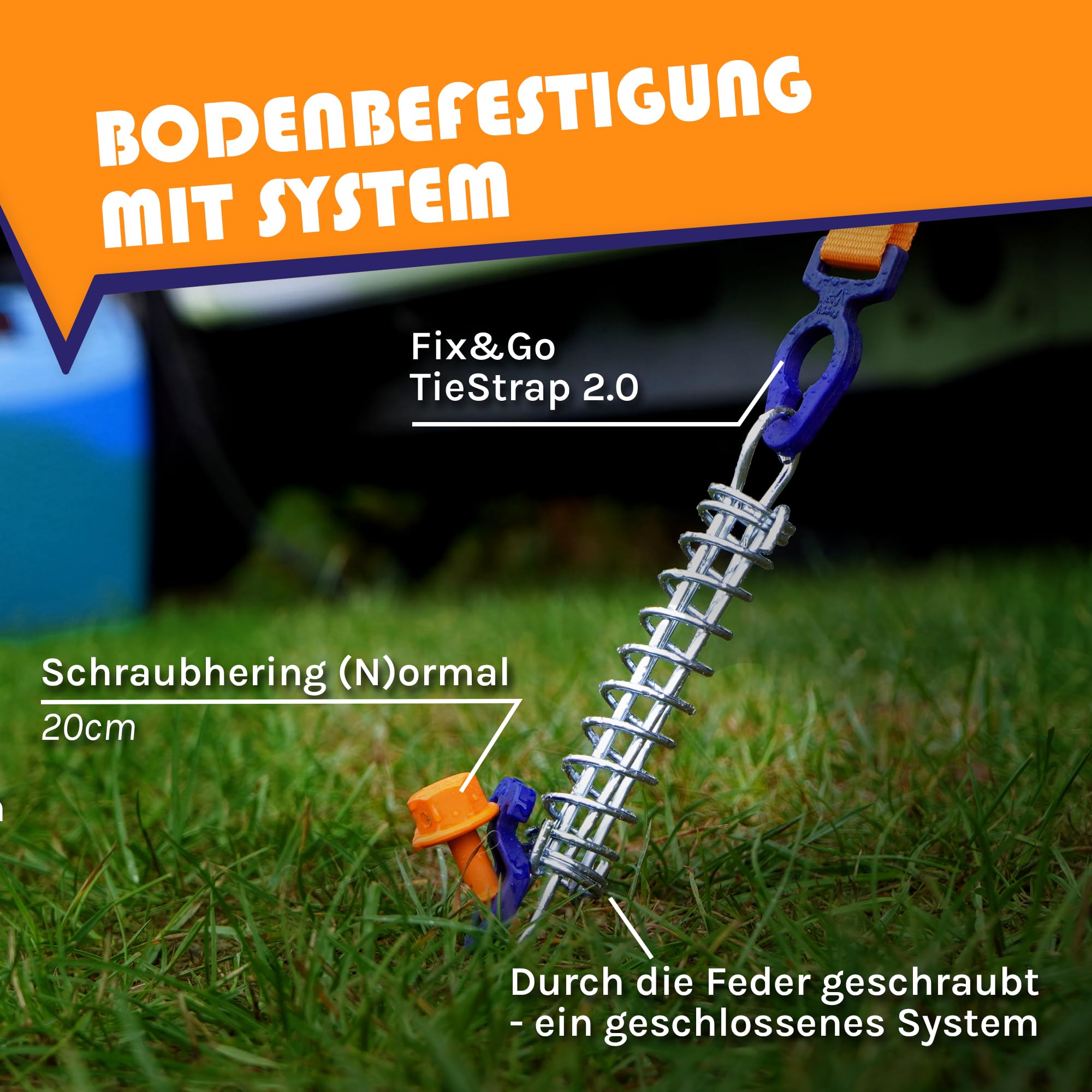Peggy Peg – 12 Stück Schraubheringe Normal 20cm – Erdschrauben für weiche bis Harte Böden (85% Aller Böden) – Zeltheringe ideal für Camping & Outdoor – Zeltbefestigung für Planen, Vorzelte, Pavillons