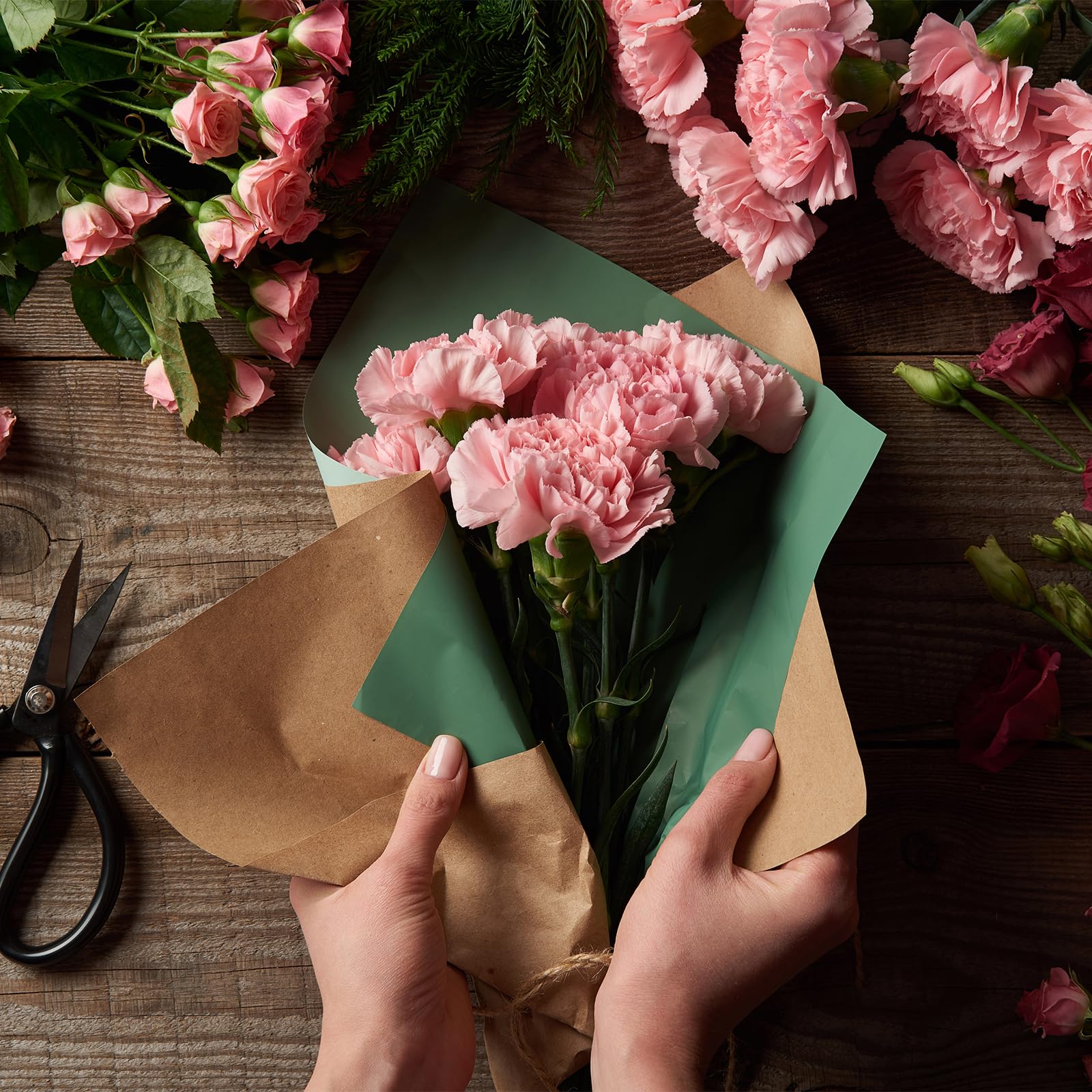 PATIKIL 40 Fogli Carta Regalo Floreale 22.8"x22.8" Impermeabile Nero