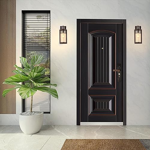 Vista 31 de GOLDHILL Lámpara de tocador estilo granero de bronce aceitado, lámpara de granero de cuello de cisne exterior con enchufe E26, luces redondas