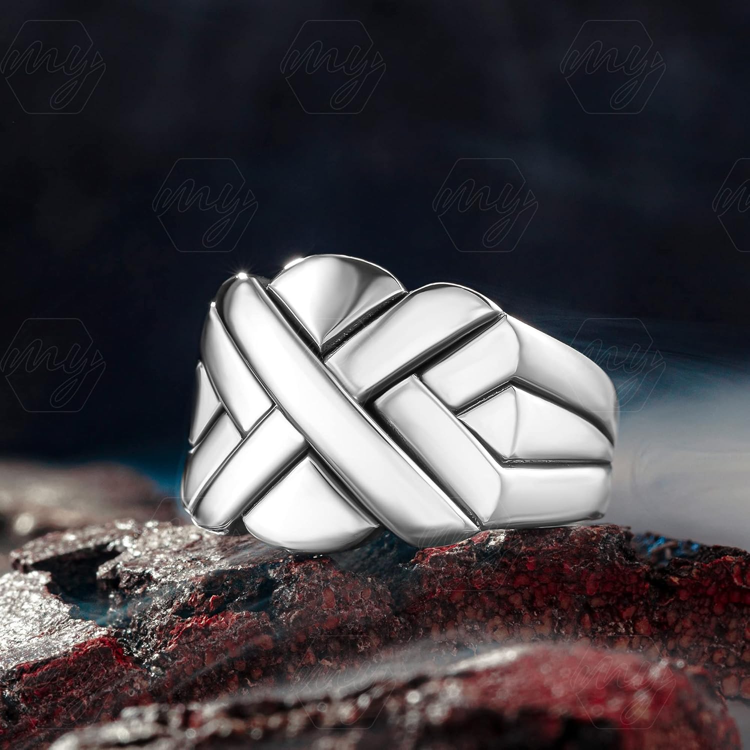 925 Sterling Silver Shiny Puzzle Men's Ring
