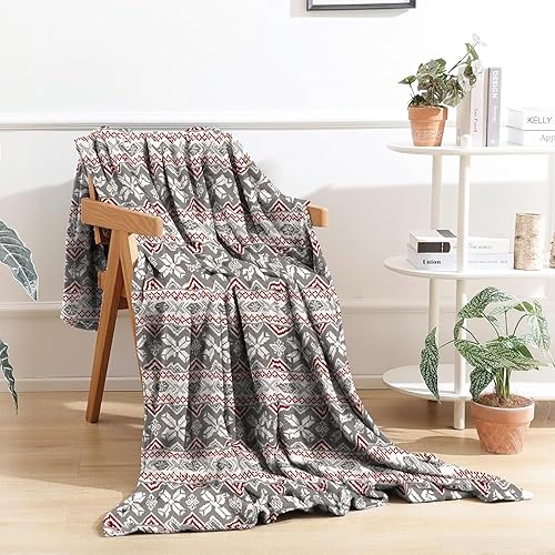 Miniatura 7 de Renerhome Manta de forro polar Sherpa floral de primavera, manta ligera para sofá o cama, manta de felpa transpirable con estampado de campana gris