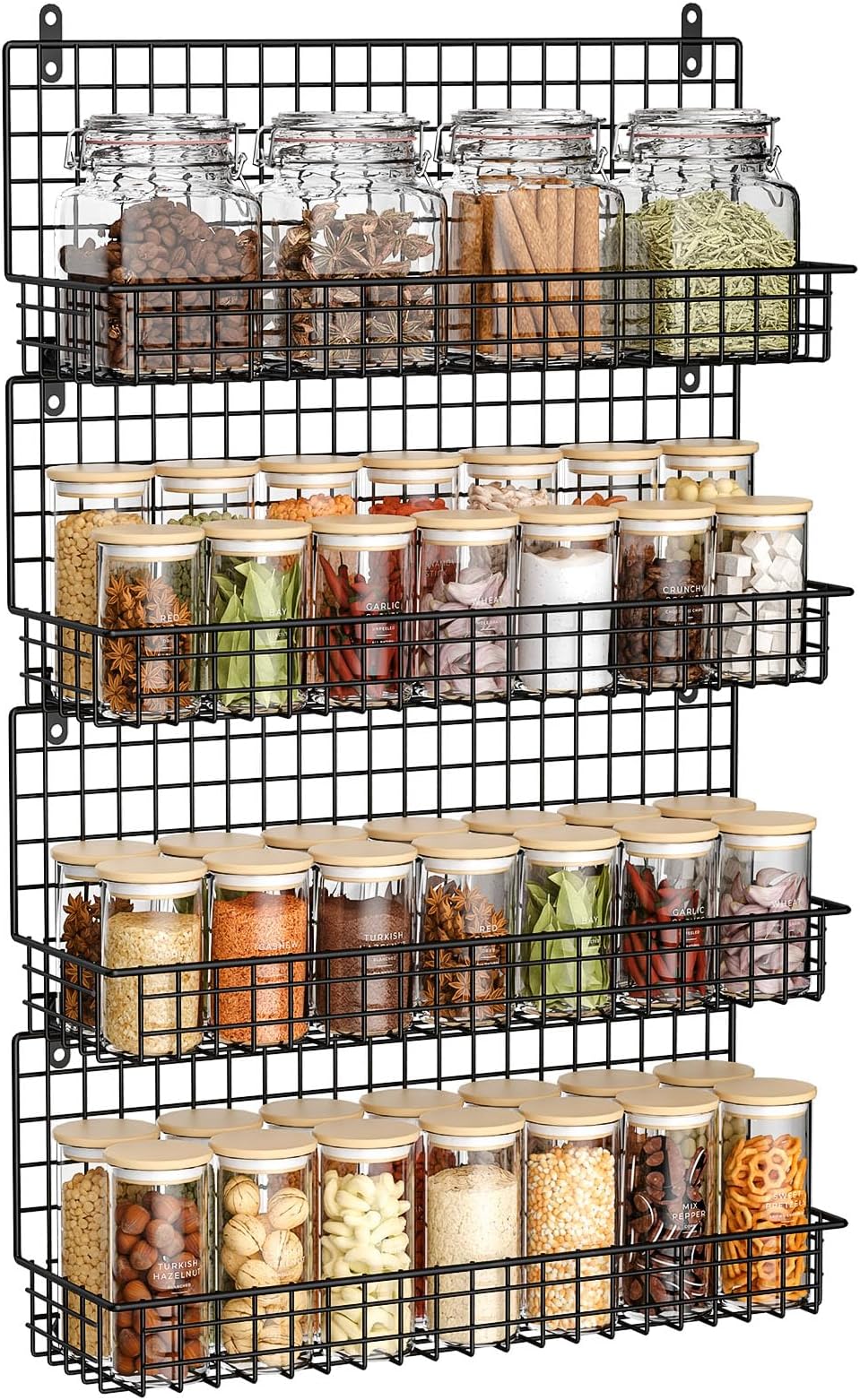 Amazon.com: X-cosrack Wall Mount Spice Rack Organizer 5 Tier Height ...