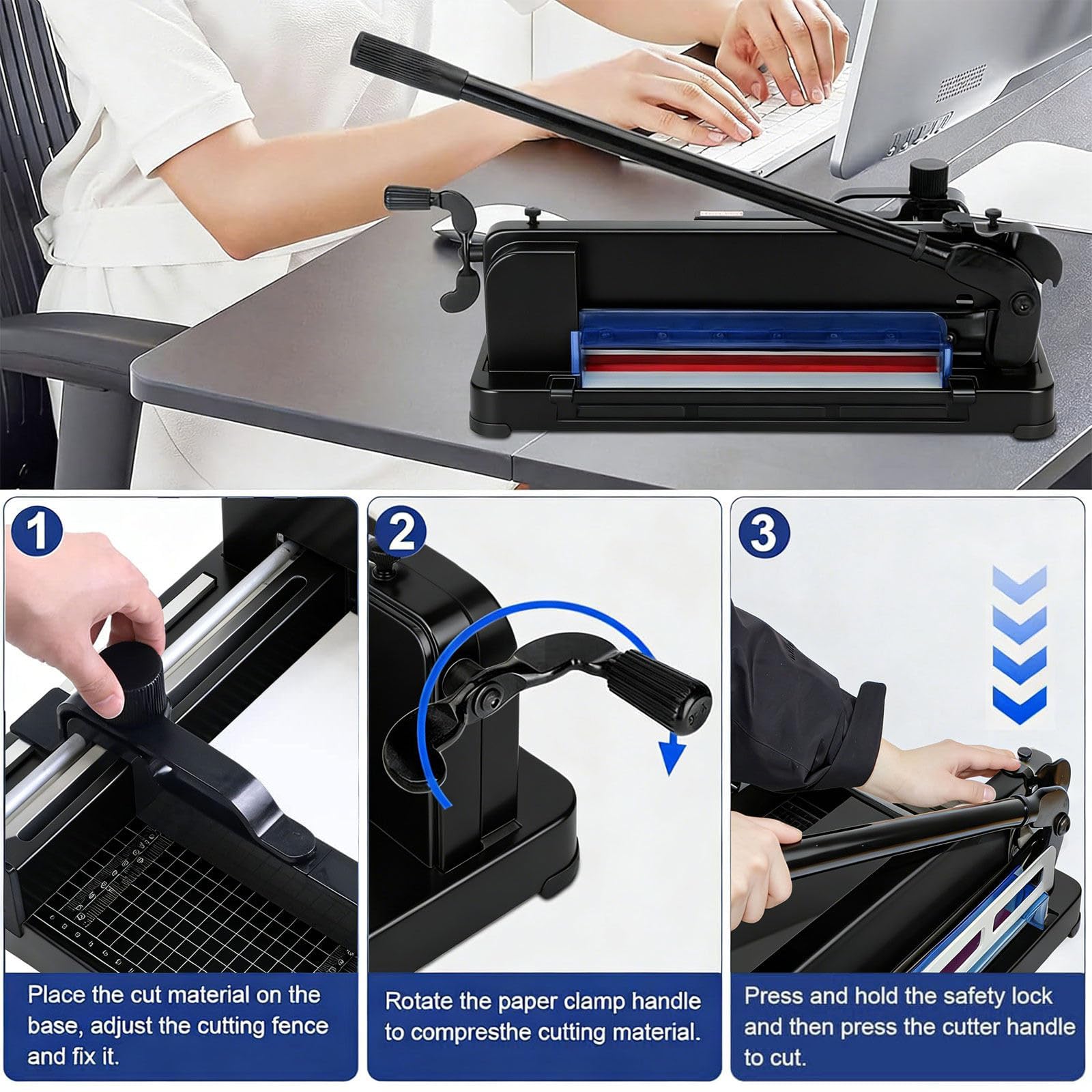 Taglierina manuale resistente, tagliacarte da scrivania, taglia fino a 400 fogli, ideale per carta artigianale, coupon, etichette e cartoncino