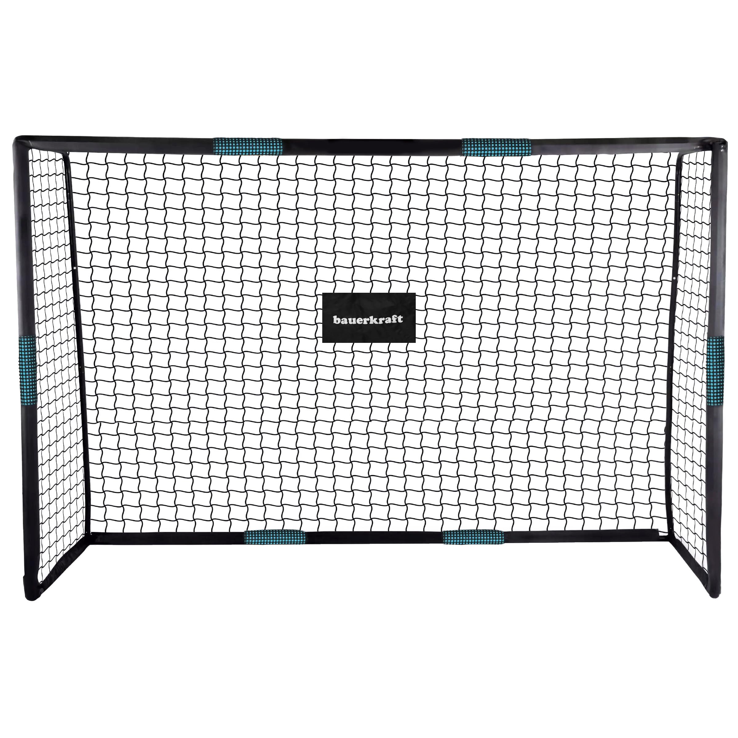 Duża metalowa bramka piłkarska z siatką treningowa do gry w piłkę nożną 300x200x120 cm czarno-niebieska