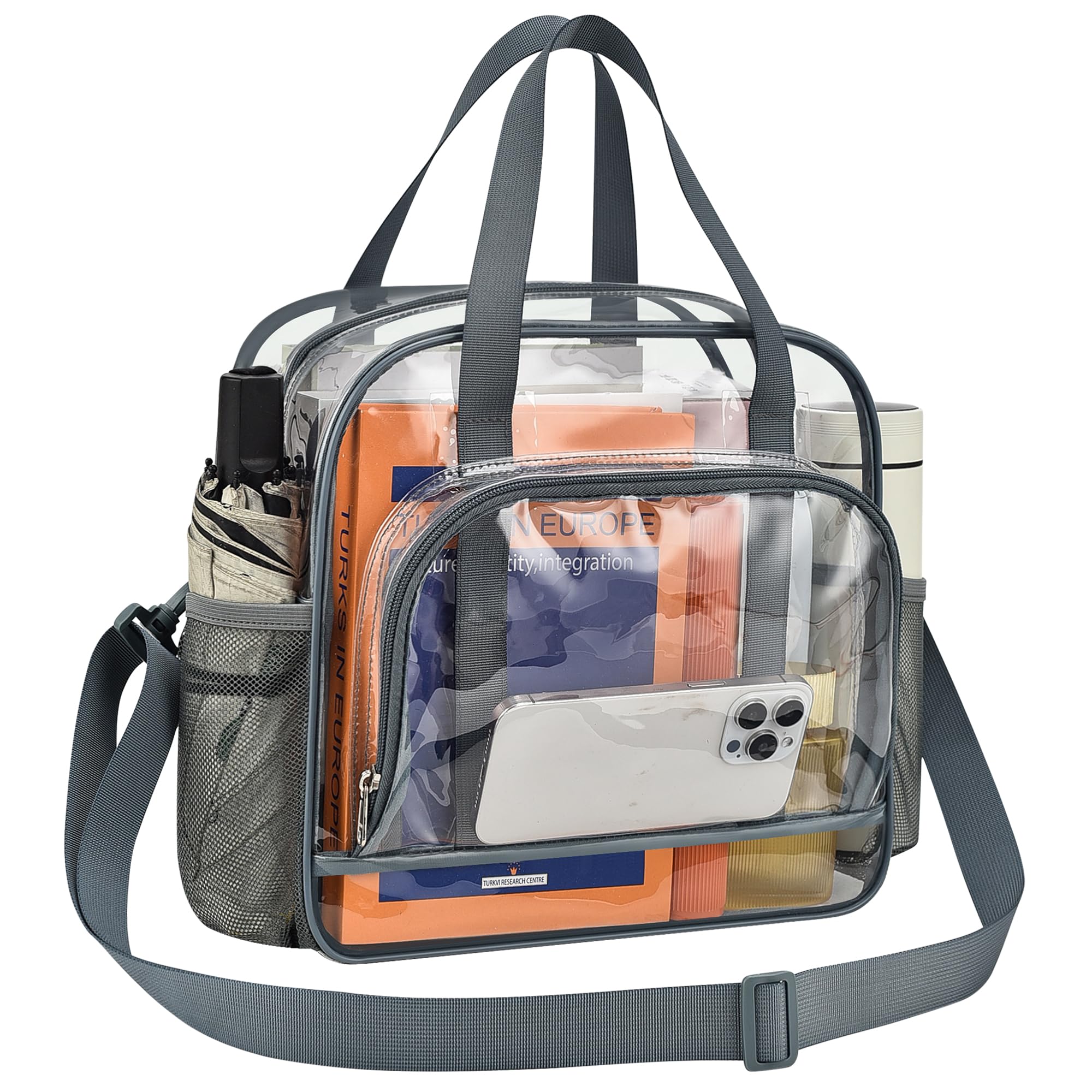 Paxiland Clear Tote Bag for Stadium Events, 12x6x12 Inches Stadium Approved