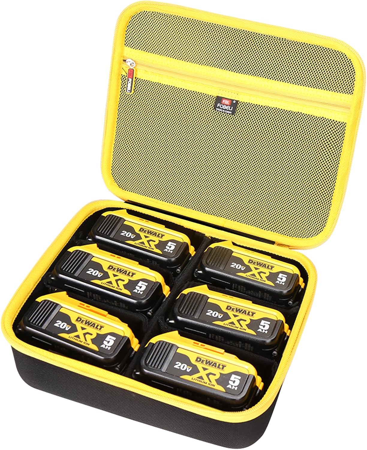 FBLFOBELI Hard EVA Carrying Case for DEWALT/Milwaukee 8v/12v/18v/20v/60v Max XR Battery, Holds 20V 2.0/3.0/4.0/5.0/6.0/9.0-Ah Battery (for 6 Pack)