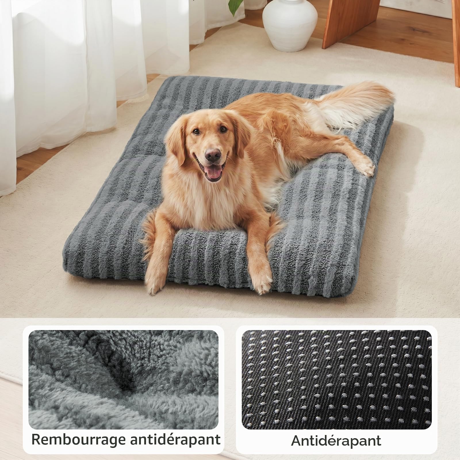 Pawk Panier pour Chien Grande Taille, Coussin pour Chien Lavable, Lit pour Chiens Doux, Respirant et Antidérapant pour Grande Chiens et Chats, 90x60x9cm