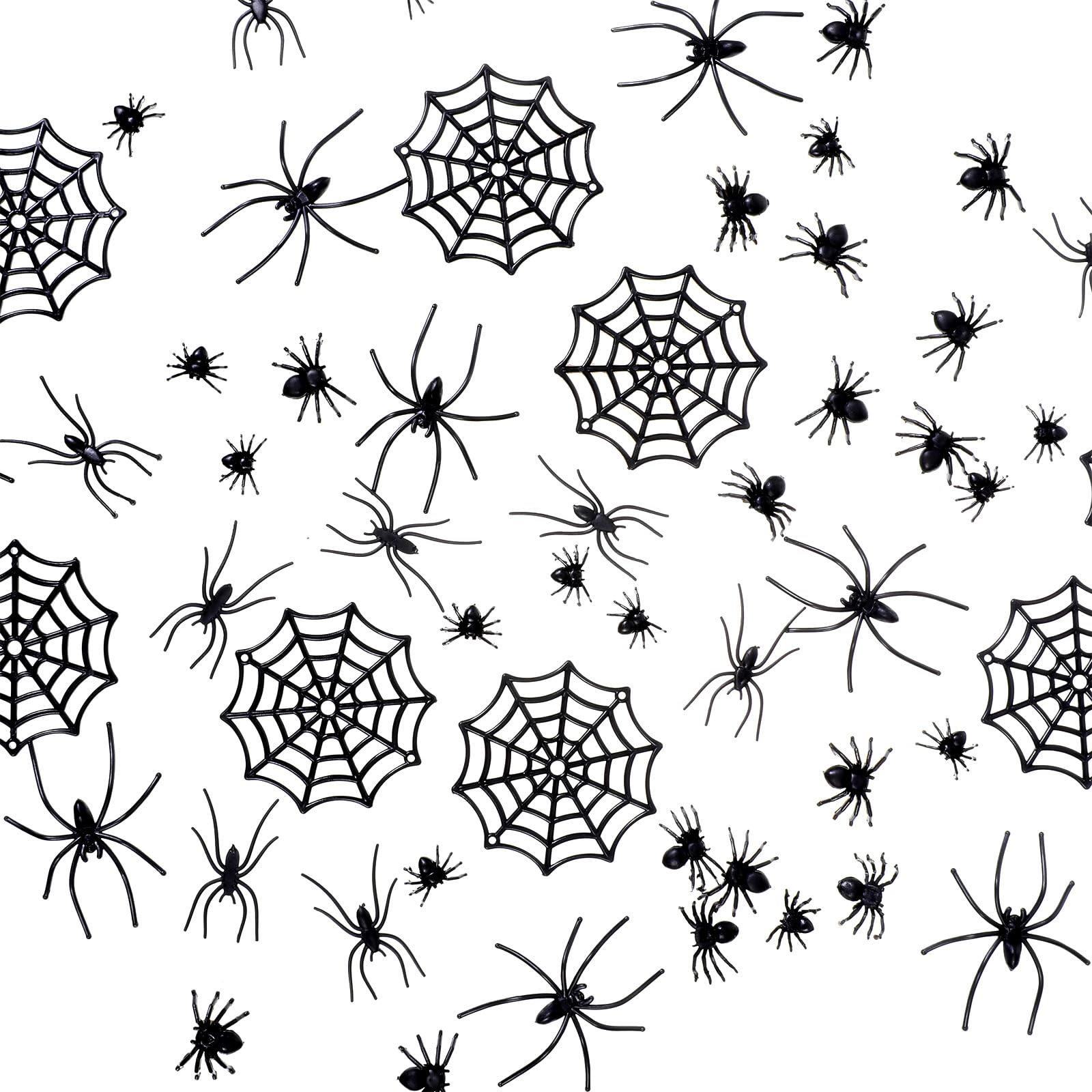 120 Pcs Halloween Spooky Black Plastic Spiders Halloween Party Decorations Mini Prank Realistic Spiders Joke Prank Spiders Props for Halloweens Embellishments Home Party Supplies