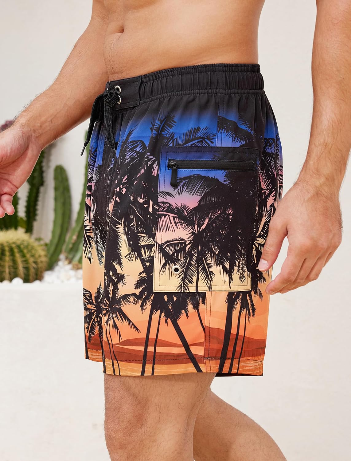 SILKWORLD Mens Swim Trunks 6" Quick Dry Bathing Suit Beach Swimming Shorts with Compression Liner and Zipper Pockets - Image 4